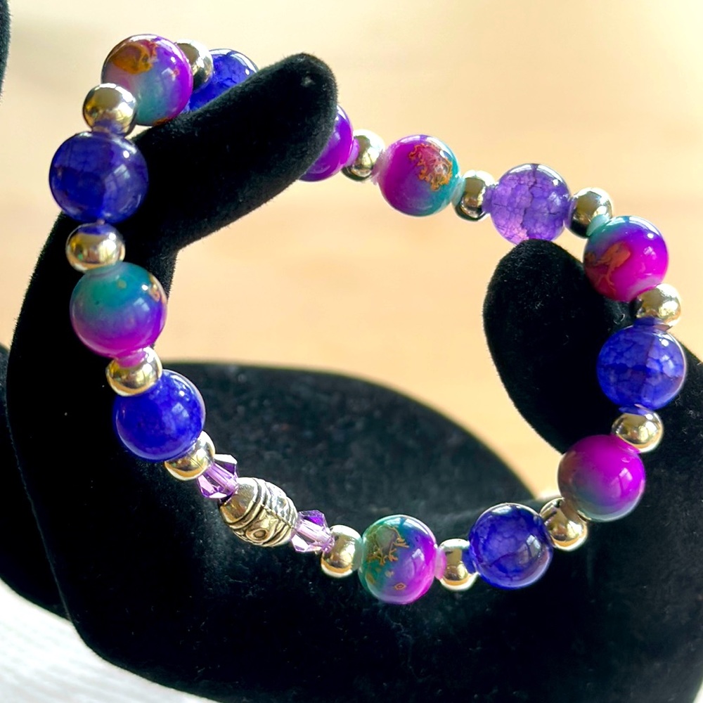 Handmade Beaded Bracelet in a rainbow of lavender colors